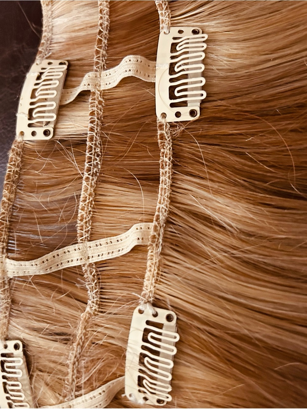Silky Light Strawberry Blonde Clip-In Hair Extensions - Picture 3 of 3